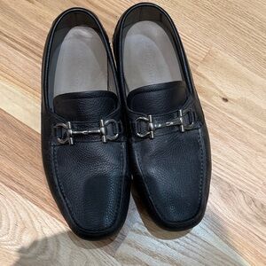 Salvatore Ferragamo Black Leather Slip-On Loafers